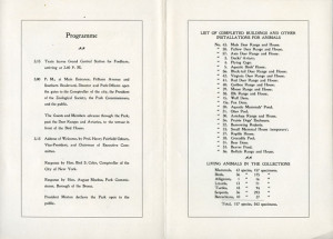 Inside of New York Zoological Park opening day program, 1899. WCS Archives Collection 2016.