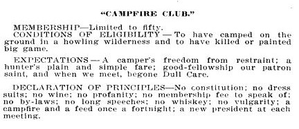 Text from early invitation to Camp Fire Club of America.