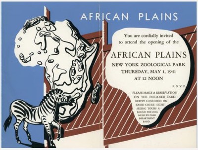 Invitation to the opening of African Plains exhibit, Bronx Zoo, 1941. WCS Archives Collection 2016