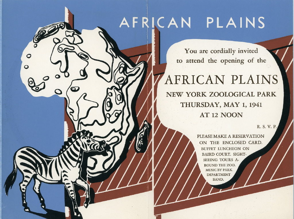 African Plains opening day invitation, 1941. WCS Archives Collection 2016